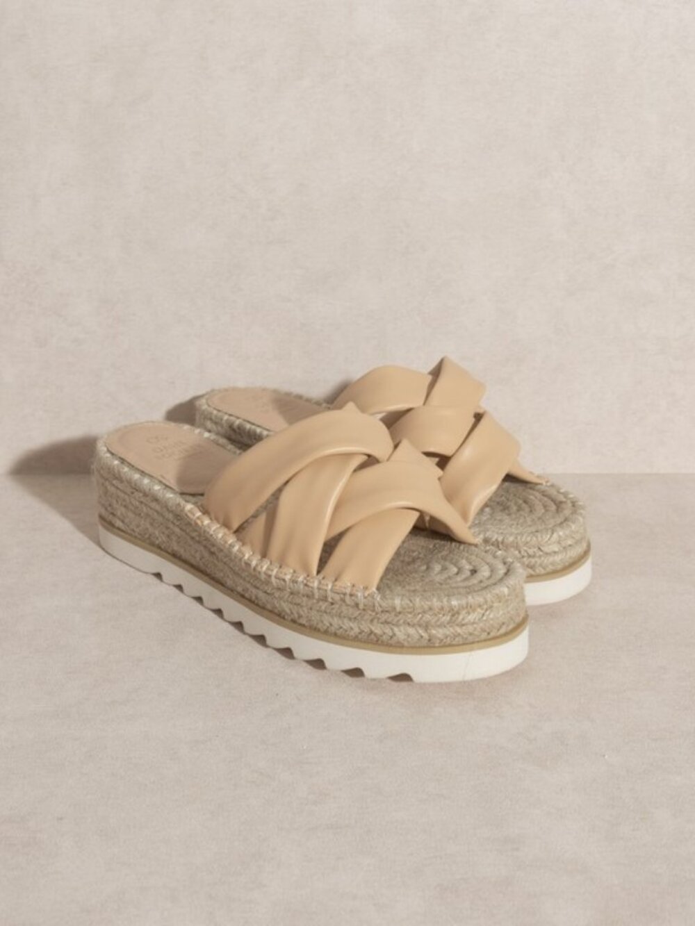 Size 8.5 Oasis Society Rebel Beige Criss Cross Platform Espadrille Sandals